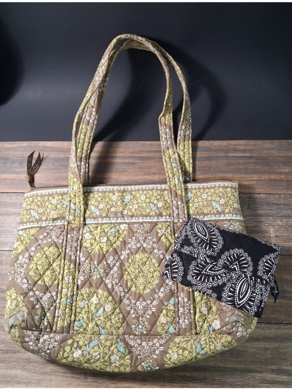 Vera Bradley Bag Wallet Lot Sittin In Tree Tote & Blanco Bouquet 2 Pieces